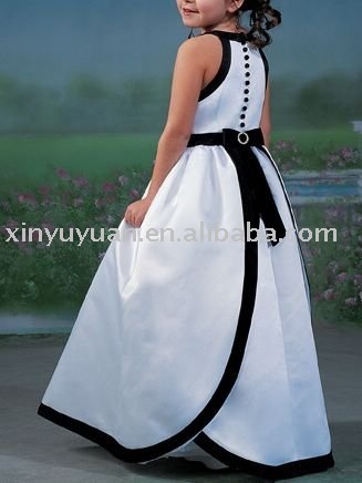 black and white well matched flower girl dress FOF002