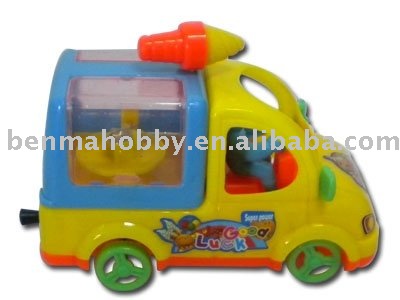 Pull line ice cream car with light 4 model assorted hot sale mini toy