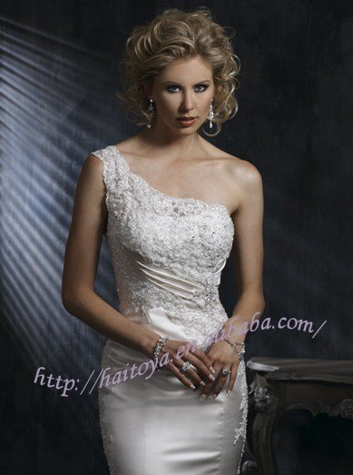 See larger image Satin Mermaid Wedding Dress with Lace BD095