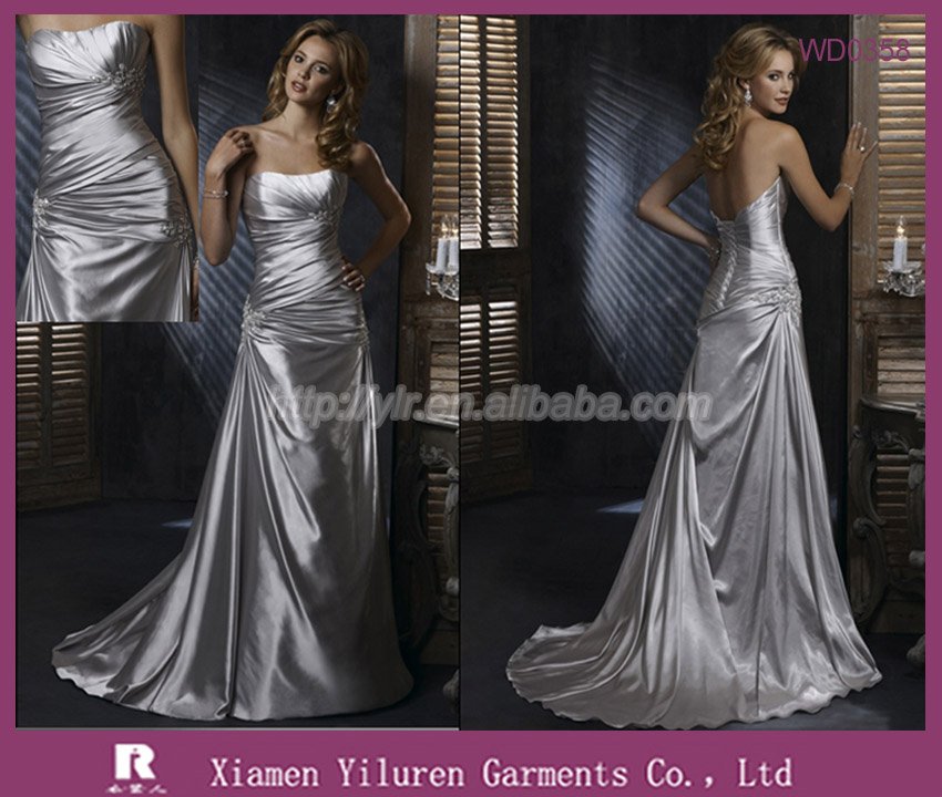 long silver wedding dresses