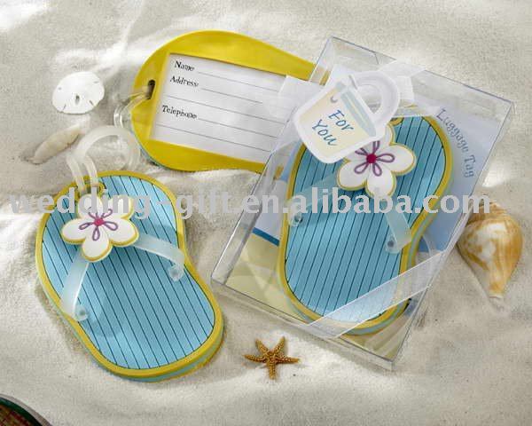 wedding decoration of FlipFlop Luggage Tag in BeachThemed Gift Box