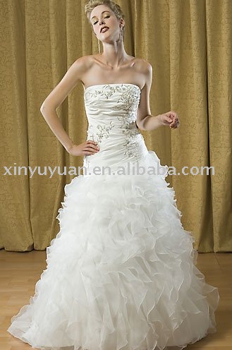 plus size custom tulle wedding dresses with pleats ASW060