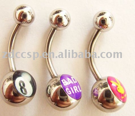 See larger image: pattern button belly ring piercing jewelry