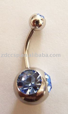 See larger image: blue gems belly button ring piercing jewelry