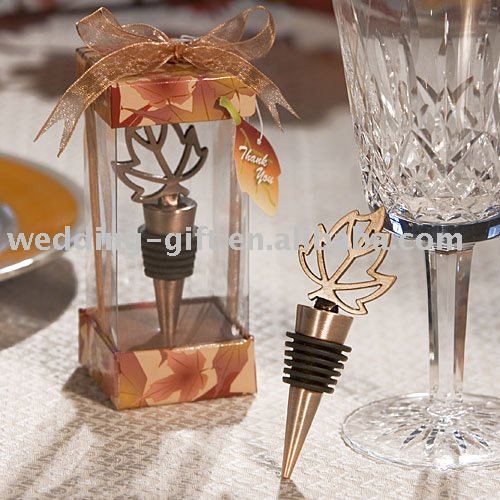 wedding decoration of Maple Leaf Gold Metal Bottle Stopper gift