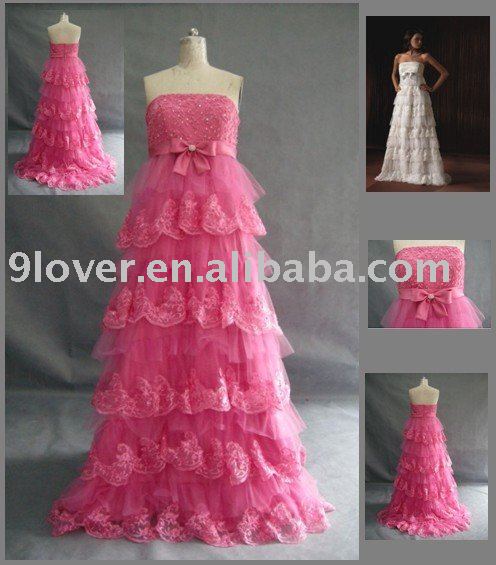 2010 Hot Pink Lace 047 Maternity Wedding Dress