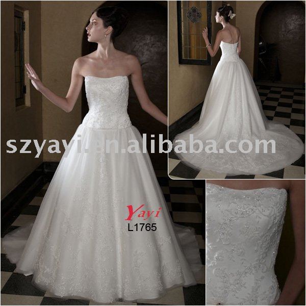 Cinderella wedding gown decorated with beaded lace L1765