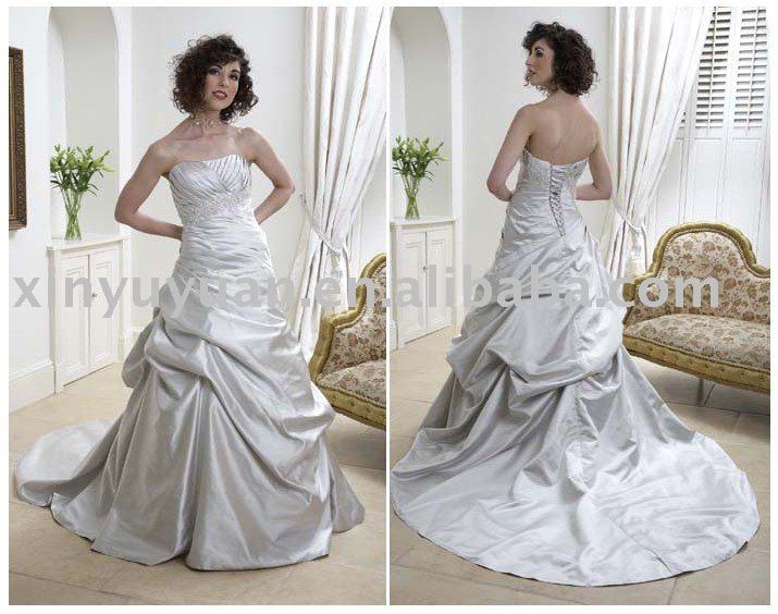custom plus size vintage design sweep train wedding dress ASW011