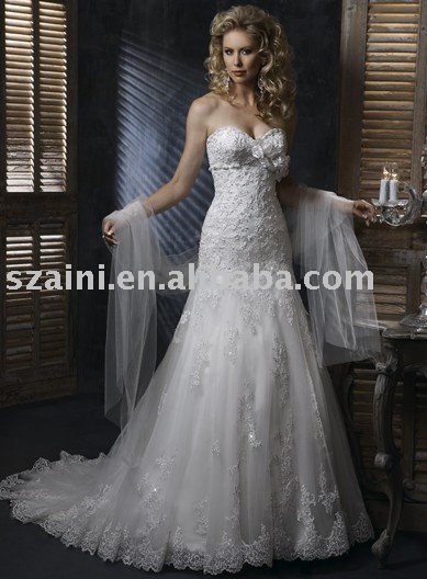 2011 famous designer satin strapless wedding dress ANWD1089
