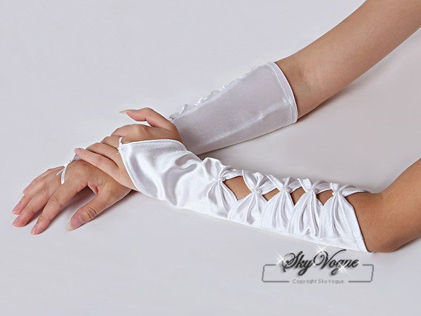 See larger image S20 6 Fingerless Satin Wedding Gloves
