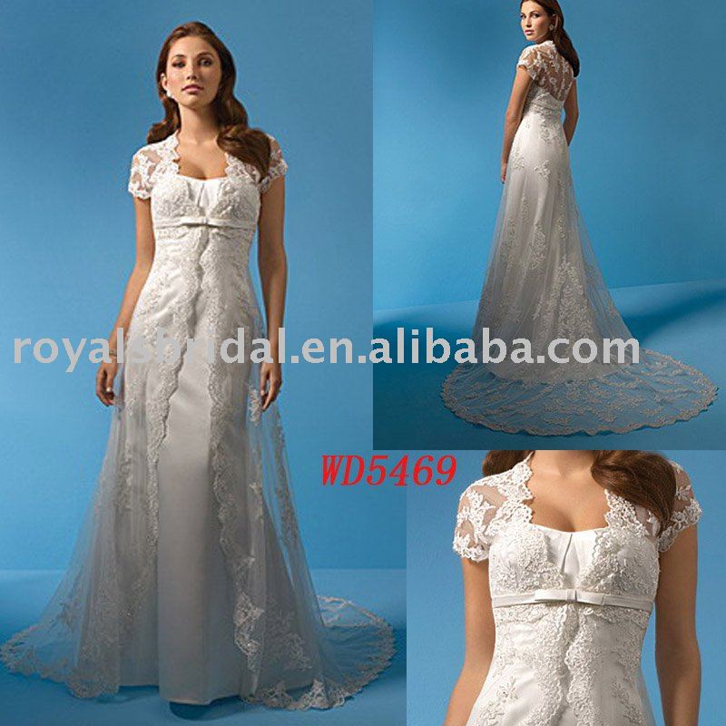Floorlength Highquality Short Sleeve Wedding Dress WD5469