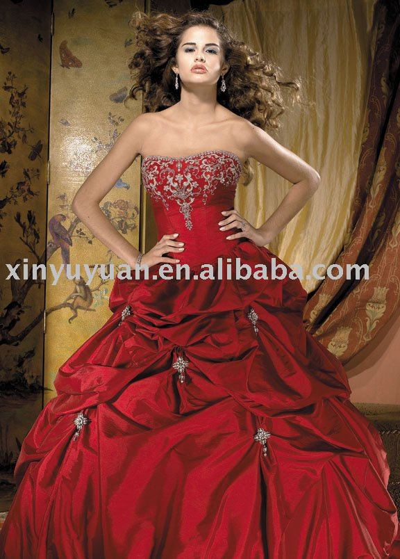 2010 vintage China red ball gown style wedding dresses ALW089