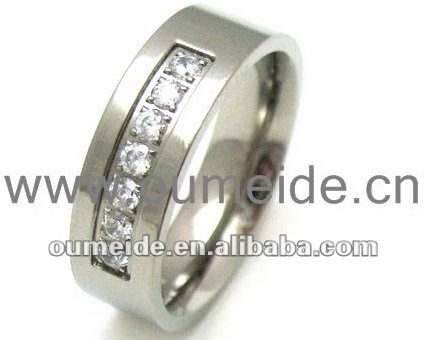 titanium band round CZ mens wedding rings