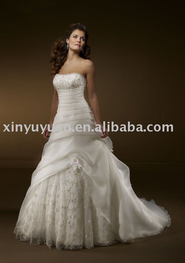 2011 hot sale organza boutique wedding dresses with pleats MLW106