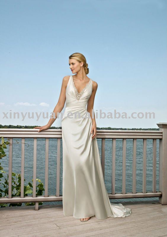 2011 vintage Vneckline sleeveless outdoor wedding dresses MLW139