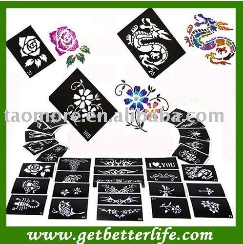 Glitter Tattoo stencil design for Body art Painting 50 sheets 
