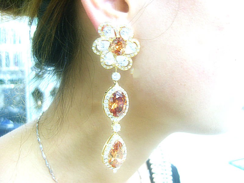 Arabic women earring wedding wear jewelry cubic zirconia jewelry brass Alloy