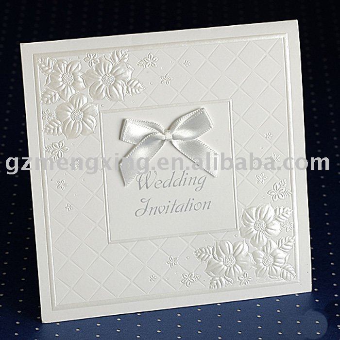 elegant wedding invitation card with embossed flowers W043