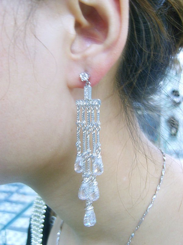 Arabic women dress wedding earring cubic zirconia jewelry brass Alloy