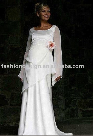 LY008 Stylish long sleeve maternity wedding dresses