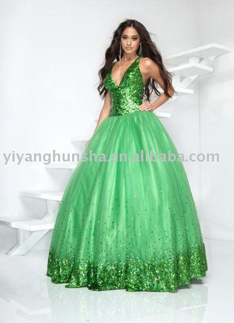 Western style sequins top ball gown evening gown