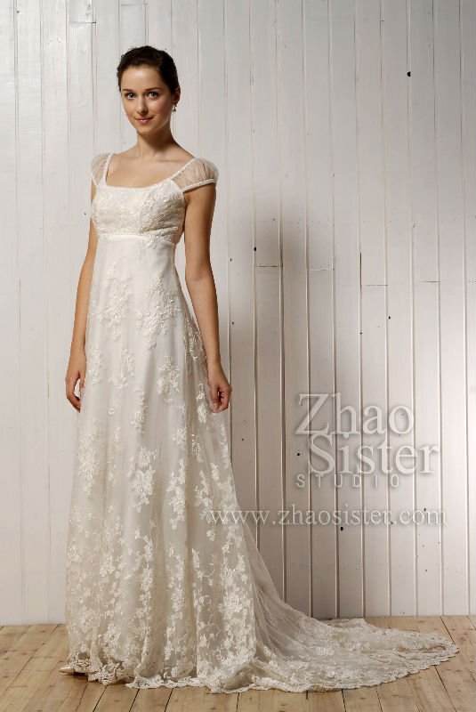 lace wedding dress with sleeves. Classic lace wedding dress