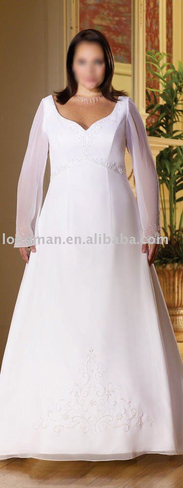 plus size wedding dress with sleeves. ivory long sleeve plus size