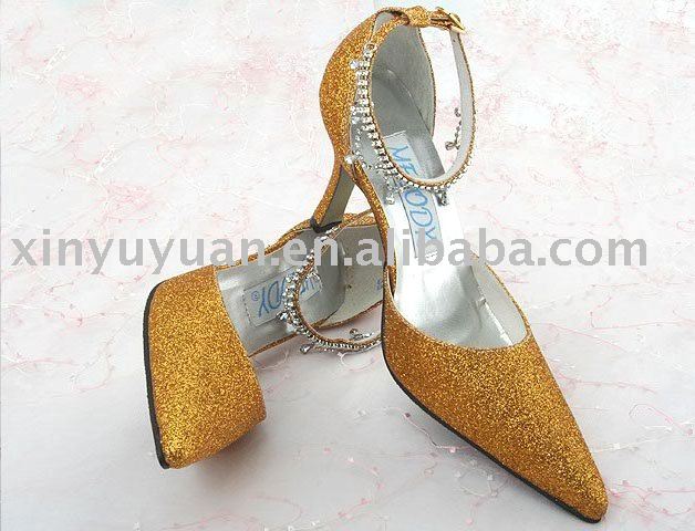 gold shining 2011 boutique crystal wedding shoes BWS028
