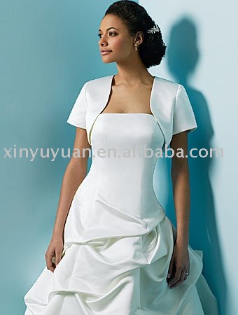 simple and discount short sleeves wedding dress jackets with collar WDJ010