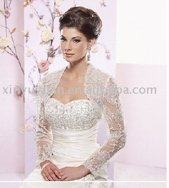 China boutique charming long sleeves lace wedding dress jackets WDJ024