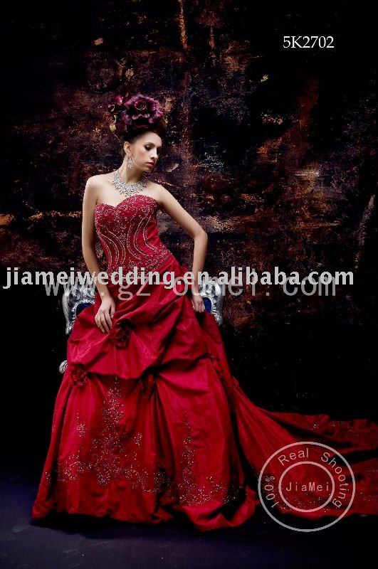 beautiful red wedding dresses beads lace ruched appliqued red bridal gown