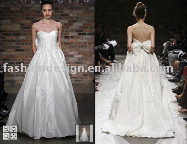 VH1283 pin tucked bodice and large center back bow wedding dress