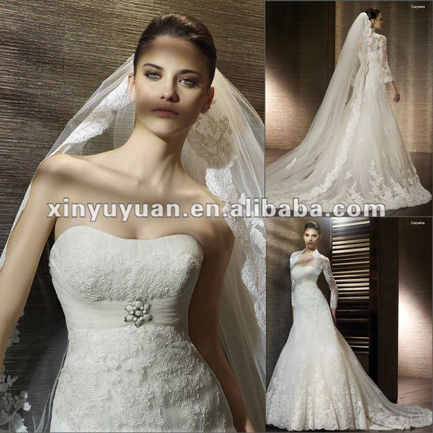 2011 new designer couture tulle wedding gowns with jacket SPT247
