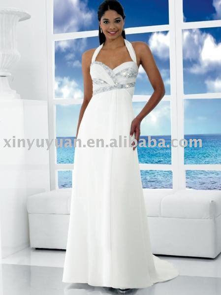 2011 new designer vintage chiffon halter strap beach wedding gowns MOW067