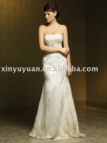 China wholesale custom strapless couture tulle wedding gowns MSW035