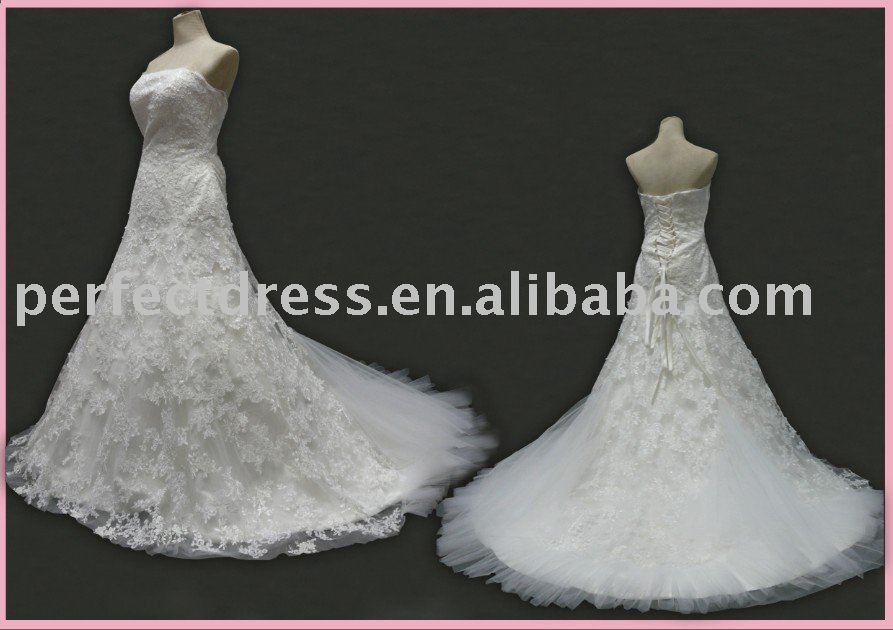 romantic cheap lace beaded couture wedding dress RSC0037