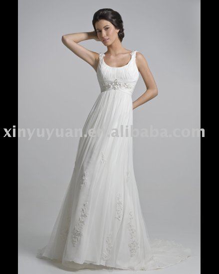 modest and vintage sleeveless applique China wedding dresses JLW002