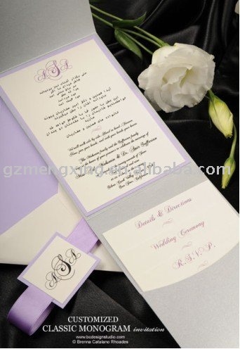See larger image Purple pocketfold wedding invitationsPA233