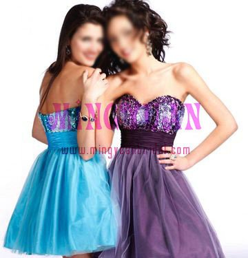 beaded with sequin blue or purple party gown pd179