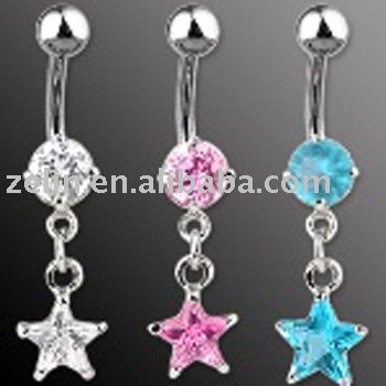 See larger image: crystal star navel ring body piercing jewelry