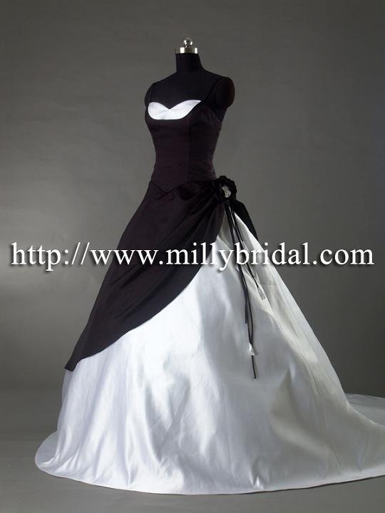 Black and White Wedding Gowns WG0885 wedding gown with black