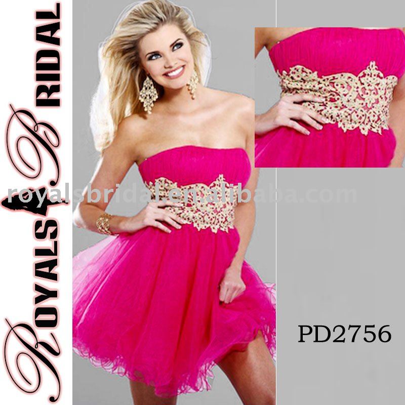 Evening Strapless Short Design Pink Cocktail Dress For Prom