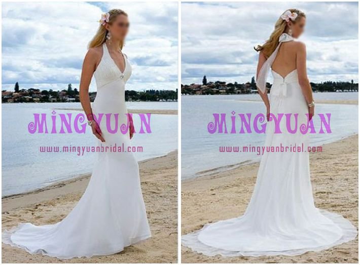 white chiffon wedding dresses