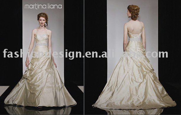 YS1952 2011 fashionable champagne color beaded wedding dress