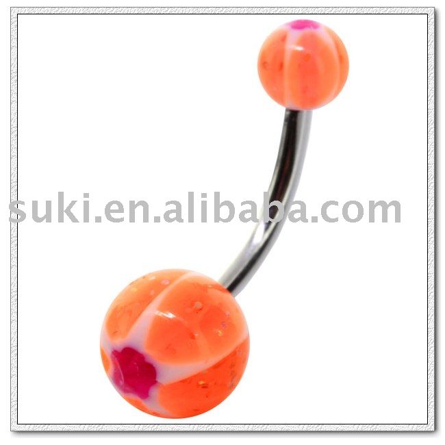 Orange Rose Red Club Crazy UV Acrylic Belly Button Ring