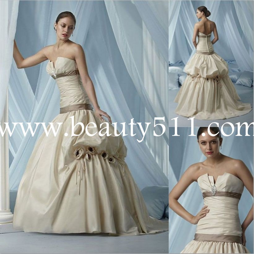 puffy skirt satin wedding dress bridal gown WDAH0499