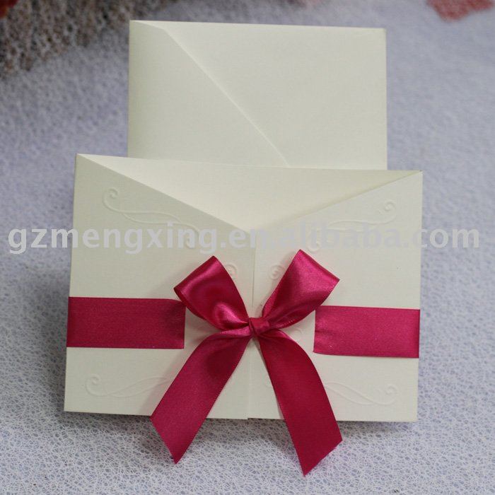 bardian wedding invitation cards wedding cards with red ribbon W098