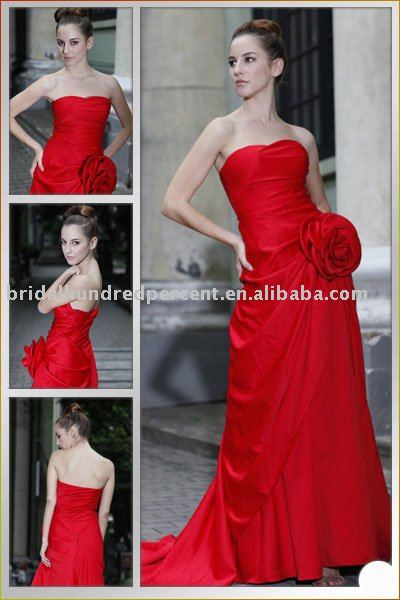 most attractive chinese red rose strapless pageant elegant popular evening 