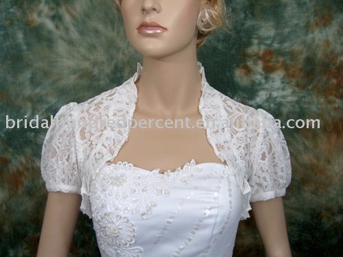 Puffy Short Sleeve Lace Wedding Jacket Bridal Bolero
