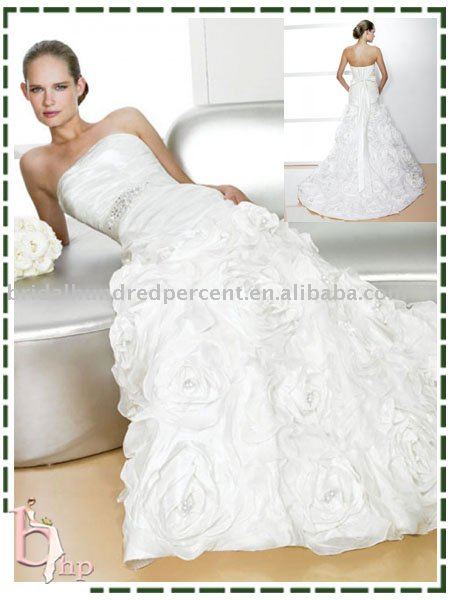 Splendid Big Roses Skirt Bridal Dress